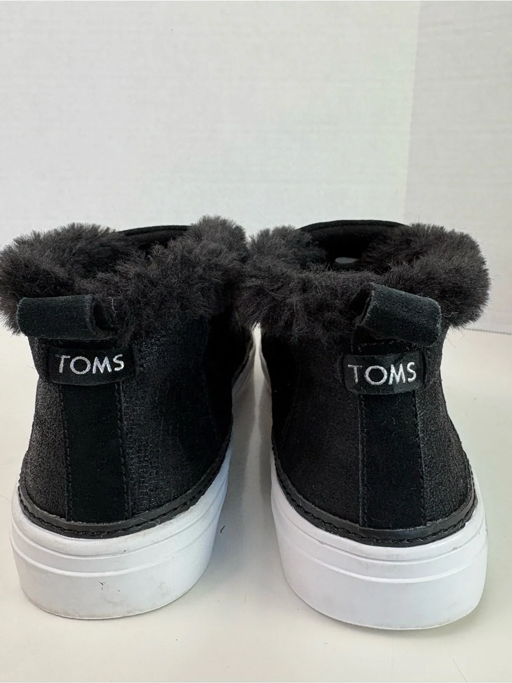 Toms Black Slip-On Fur-Lined Casual Loafers